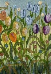 Pamela Wilhelm Watercolor & Metallic Embellished 5”x7” Tulips Medley
