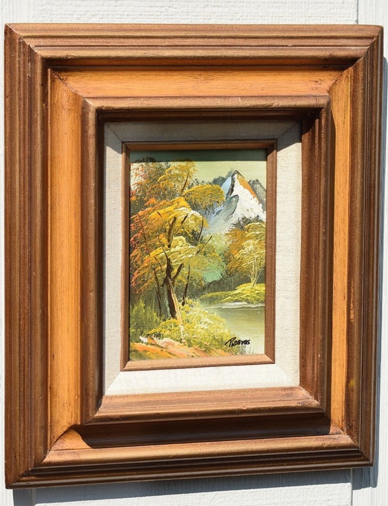 WENDY REEVES ORIGINAL OIL PAINTING MOUNTAIN STREAM LANDSCAPE FRAMED