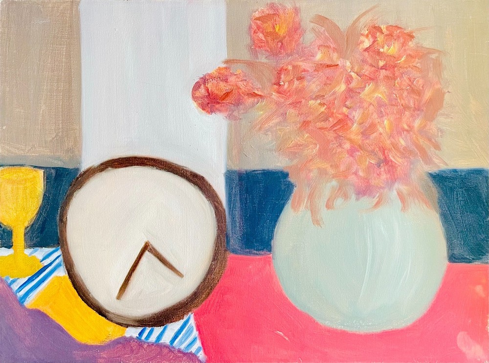 Original Contemporary Abstract Still Life Painting 18×24 Canvas Floral Modern
