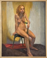 Vintage Realist Academic Life Study Seated Nude, Framed (Oil on Canvas Paper)
