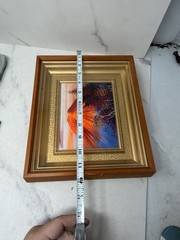 Vtg Mount Fuji Textured Painting Framed Japanese Landscape Mid Century Wall Art