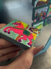 BLESSED#1429 Circus Carnival Horse Miniature 2.5×2.5 Original Magnet Art