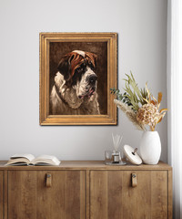 Early 20th Century St Bernard Dog Portrait by Frederick Thomas DAWS (1878-1956)