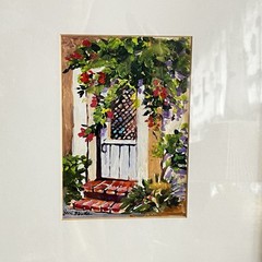 Jane Slivka Painting Acrylic Original Impressionist Garden Doorway Floral Signed