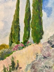 Original Sierra Foothills Watercolor Painting 5×7 Framed Gold Arch Landscape Art