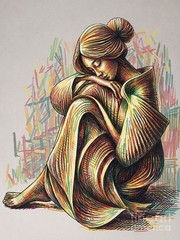 new hand made Painting on 16″x 12″ canvas Woman in Flowing Garment by Wendy