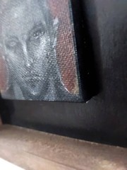 Original OOAK Painting: 6×6 Inches Small Artwork Miniature Black Red