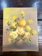 Vintage Impressionist Floral Oil Painting Ornate Gilt Oval Frame Signed Original