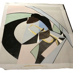 Abstract geometric figure oil painting large landscape unframed 20 x 24