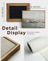 Vintage Ocean Port Framed Wall Art – Nautical Sailing Canvas Print Decor 12×16