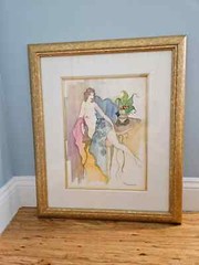 Itzchak Tarkay Framed Mixed Media Watercolor Over Serigraph, Titled: Andrea