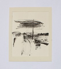 Original Sumi Ink Abstract Landscape Signed Drawing Framed 12-1/2″ x 9-3/4″