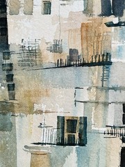 East Northport Long Island Artist & Instructor Lucy Taylor W/C. NYC Tenements ￼