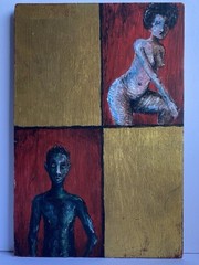 1970’s Inspired Man & Woman African American Folk Art Painting by Ryan Bucero