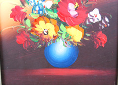 Vintage 1990’s Original Small Oil Painting “ Multicolor Flowers On Vase “ 8X10