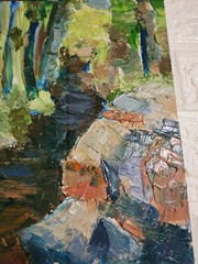 Original Landscape oil painting Abstract Forest Trees still life artwork 8×12 in
