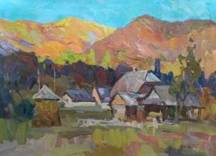 Oil painting At dawn Ukrainian painter Canvas original landscape home decor art