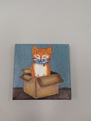 Cat #3 4in x4in x0.5in Acrylic on Canvas