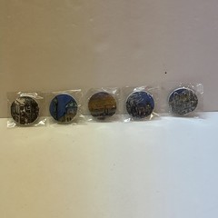5 Original Hand Painting Museum Styles City Scape Pin Buttons 1.25″ # 7