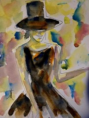 ORIGINAL African American Urban Watercolor painting „Made In The Shade 3“