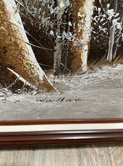 Original Textured Oil Painting Framed Wallace American Art Show 1985 Winter Snow