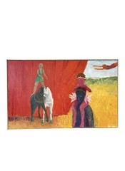 Circus Painting Oil On Canvas Signed Framed Vintage Art