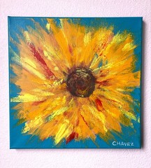 Sunflower Square – Expressionism Modern Art 12×12 Canvas