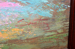 Signed Sweeting Painting Fruit Grapes Vessel Framed Signed Canvas