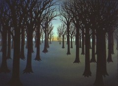 „LOCUSTS“, acrylic on linen, 28″ x 38″, 2001, Locust Tree Forest, Gleditsia
