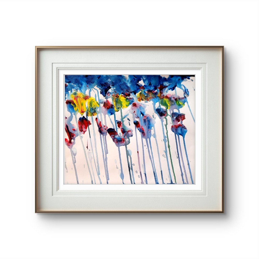 Splash Colorful Flowers In Neo Expressionist Original Wall 11×14 Paper