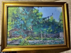 Eileen McDonnel „Home And Landscape Scene“ Oil Painting – Signed And Framed