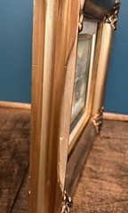 Vintage Oil On Canvas In Ornate Gold Frame Beach Dunes Seagulls Waves Landscape
