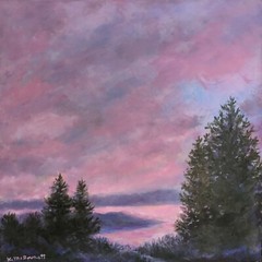 MISTY PINKS – original unframed oil skyscape painting on canvas by K. McDermott
