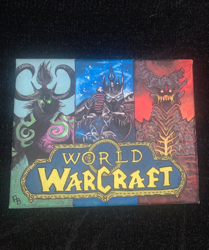 Original world of warcraft small 6inches x 8inches hand painted canvas. 