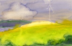 Karlheinz Schäfer Landscape East German Art Signed Unique Watercolor 2003
