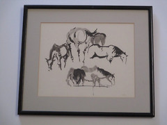 ORIGINAL PAINTING SIGNED KAHN MILLER? EXPRESSIONIST HORSES MODERNISM VINTAGE