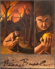 Huge Ominous EVE Tempted Garden Eden Sin Fall From Grace Original Oil Painting