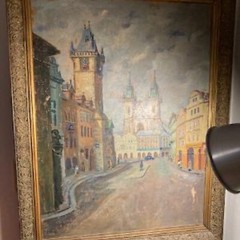 Large rare painting of PRAGUE Praha by Karel Hynek Tršický CZECH Czechoslovakia