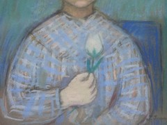 Joyce „Kuki“ Swanljung Finnish Swedish Portrait of Little Girl Folk Art Painting