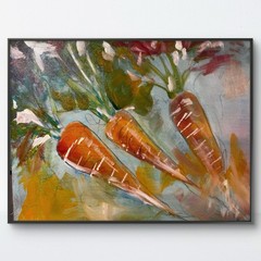 Original Abstract Expressionism 11×14 Carrots Handmade Signed Fine Art Decor 18