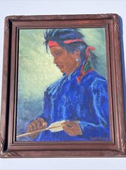 ANTIQUE LANDSCAPE PAINTING AMERICAN Indian LISTED Navajo Gardner Oil 1930’S