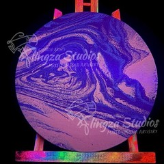 “Pygmy Hippo” (10 in) Blacklight Glitter Glossed Canvas Painting