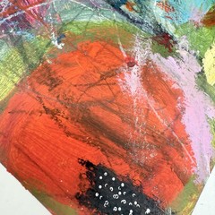 Original Abstract Art Painting on Heavy Paper Colorful Acrylic Signed 9×11.75 E