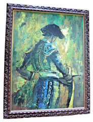 VTG Pair LARGE Lee Burr Spanish Revival Paintings MCM Matador Flamenca Dancer