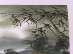 Asian Style Paintings Lotus Flowers & River Scene Boat Village No Frame Set 2
