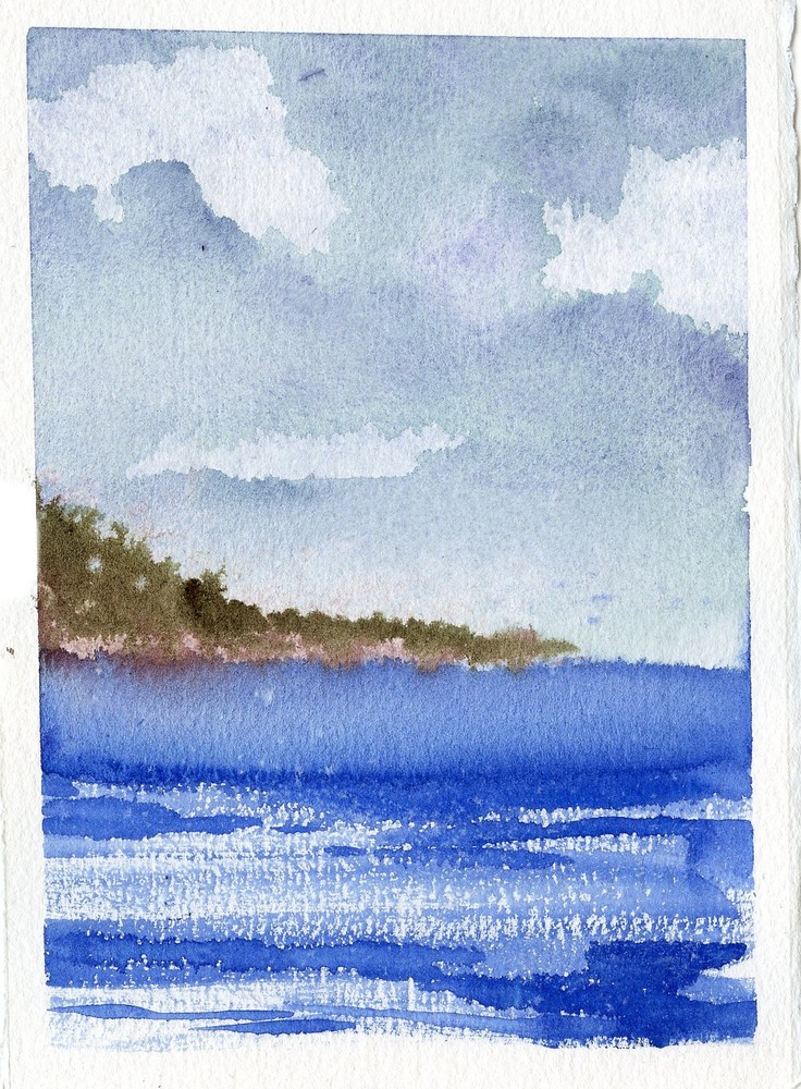 OOAK Painting Watercolor Seascape Ocean Landscape NOT A PRINT 5×7 SaraClaireArt
