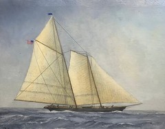 Orig Oil painting – Racing Yacht „America“ – by Pennsylvania Artist David Young