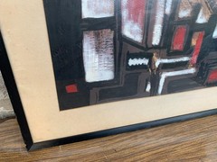 Walt Simmons Signed Vintage Framed Art On Board Abstract Painting 32X26″