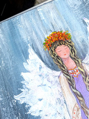 ORIGINAL Painting „ANGEL “ impasto ACRYLIC 10″x 8″ by Olga Diduh.