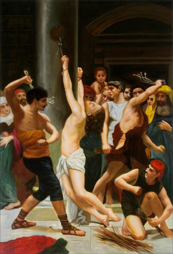 William Bouguereau Flagellation of Christ Repro, Quality Oil Painting 24x36in